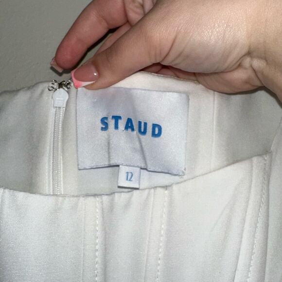 Staud Landscape Corset Mini Dress White Size 12 Babydoll Tulle Skirt - Picture 4 of 11